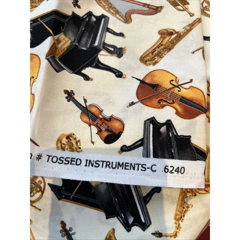 Concerto Tossed Instruments Music Print Cotton Quilting Fabric  Maria Kalinowski
